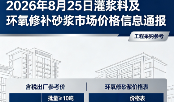 碑林2026年8月25日灌浆料及环氧修补砂浆市场价格信息通报